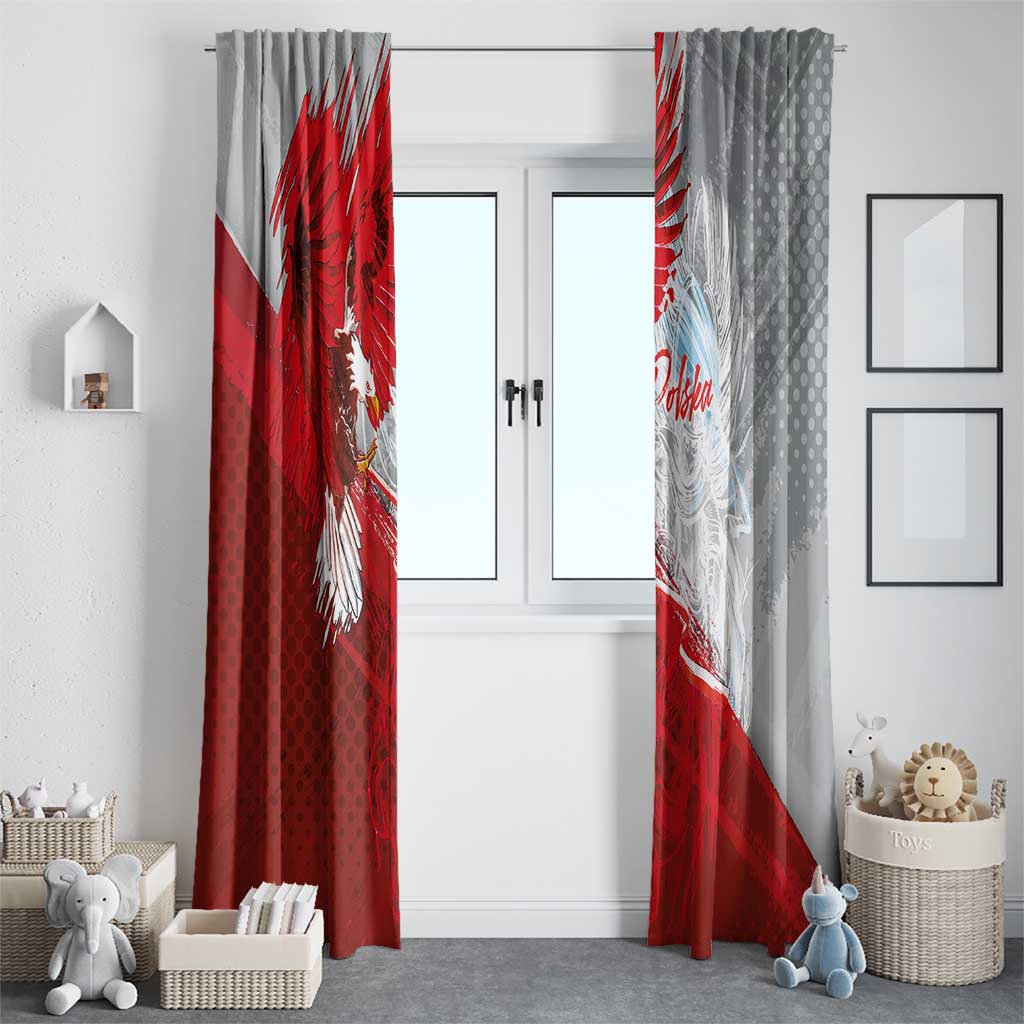 Poland Eagle and Winged Hussar Window Curtain Grunge Sporty Style