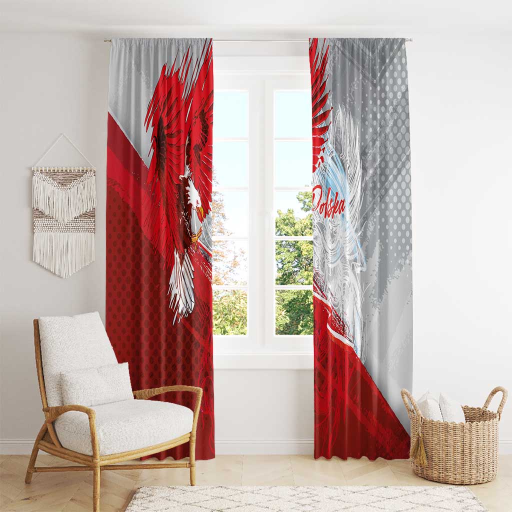 Poland Eagle and Winged Hussar Window Curtain Grunge Sporty Style