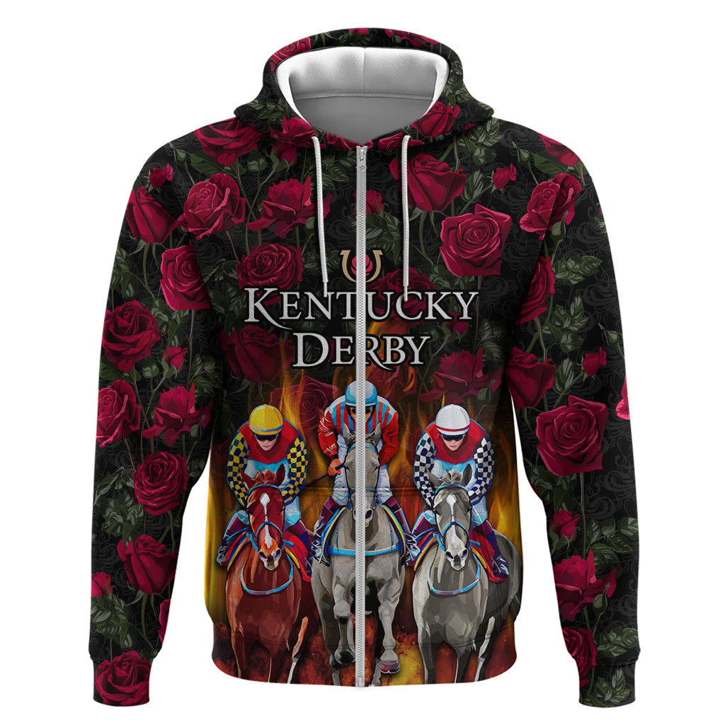 Personalized Kentucky Horses Racing Zip Hoodie Race For Burning Roses - Wonder Print Shop