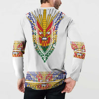 Haiti Flag Traditional Dashiki Button Sweatshirt White Color