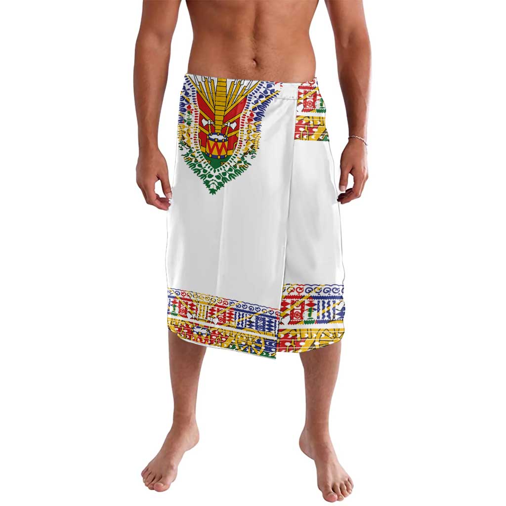 Haiti Flag Traditional Dashiki Lavalava White Color