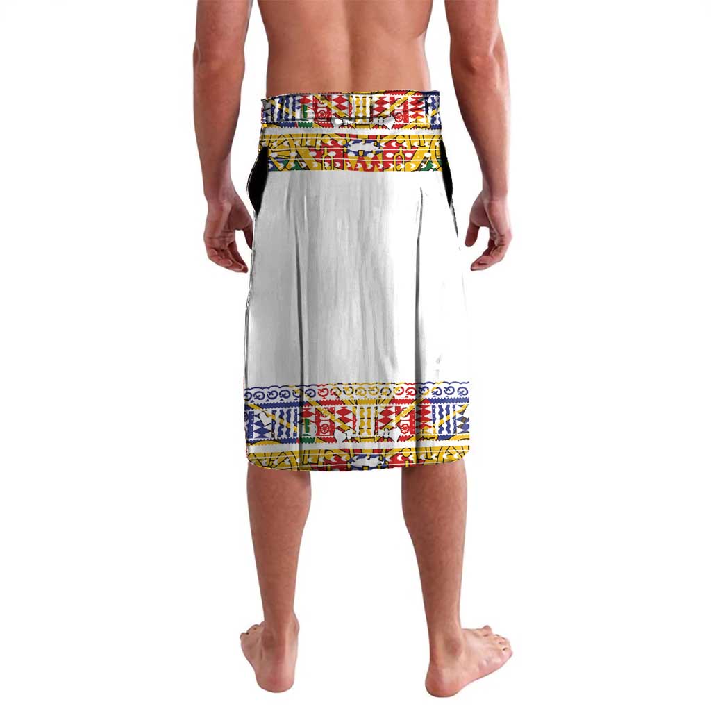 Haiti Flag Traditional Dashiki Lavalava White Color
