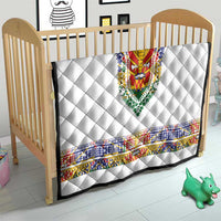 Haiti Flag Traditional Dashiki Quilt White Color