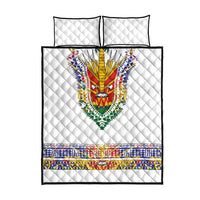 Haiti Flag Traditional Dashiki Quilt Bed Set White Color