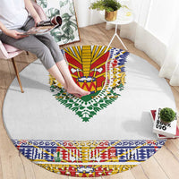 Haiti Flag Traditional Dashiki Round Carpet White Color