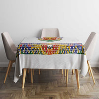 Haiti Flag Traditional Dashiki Tablecloth White Color