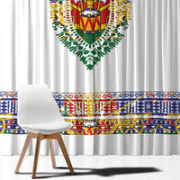 Haiti Flag Traditional Dashiki Window Curtain White Color