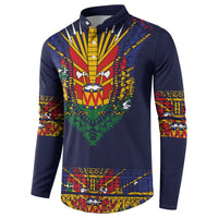 Haiti Flag Traditional Dashiki Button Sweatshirt Black Color