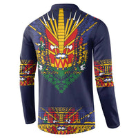 Haiti Flag Traditional Dashiki Button Sweatshirt Black Color