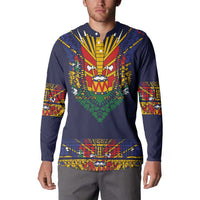 Haiti Flag Traditional Dashiki Button Sweatshirt Black Color