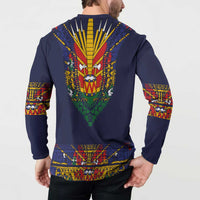 Haiti Flag Traditional Dashiki Button Sweatshirt Black Color