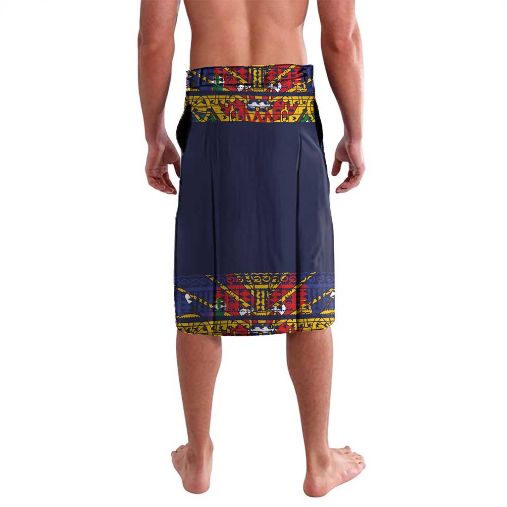 Haiti Flag Traditional Dashiki Lavalava Black Color