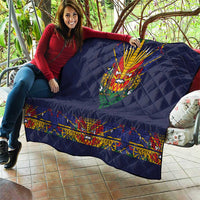 Haiti Flag Traditional Dashiki Quilt Black Color
