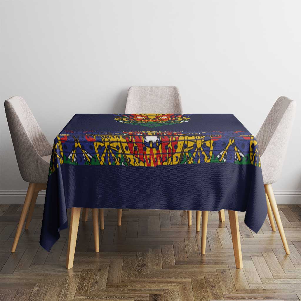 Haiti Flag Traditional Dashiki Tablecloth Black Color
