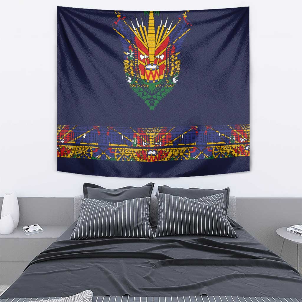 Haiti Flag Traditional Dashiki Tapestry Black Color
