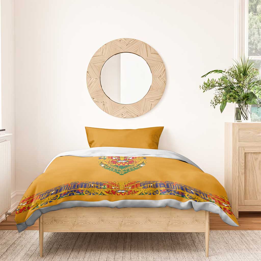 Haiti Flag Traditional Dashiki Bedding Set Yellow Color