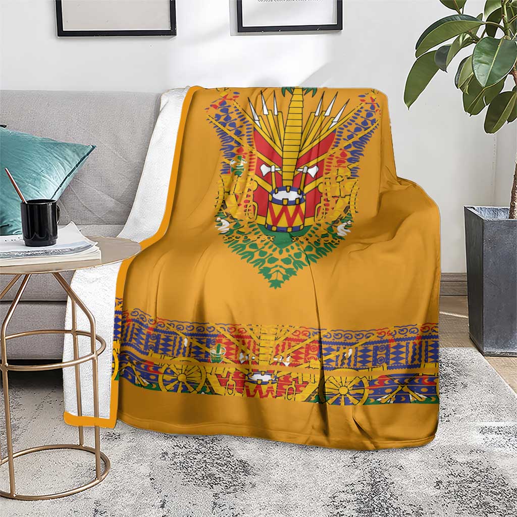 Haiti Flag Traditional Dashiki Blanket Yellow Color