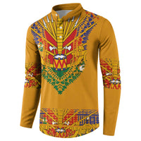 Haiti Flag Traditional Dashiki Button Sweatshirt Yellow Color