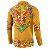 Haiti Flag Traditional Dashiki Button Sweatshirt Yellow Color