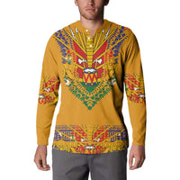 Haiti Flag Traditional Dashiki Button Sweatshirt Yellow Color