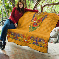 Haiti Flag Traditional Dashiki Quilt Yellow Color