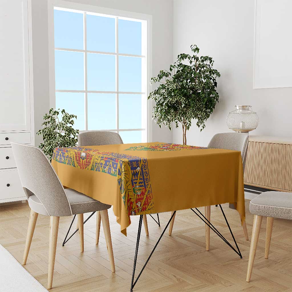 Haiti Flag Traditional Dashiki Tablecloth Yellow Color