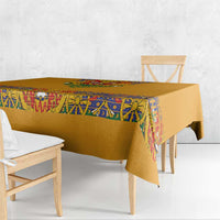 Haiti Flag Traditional Dashiki Tablecloth Yellow Color