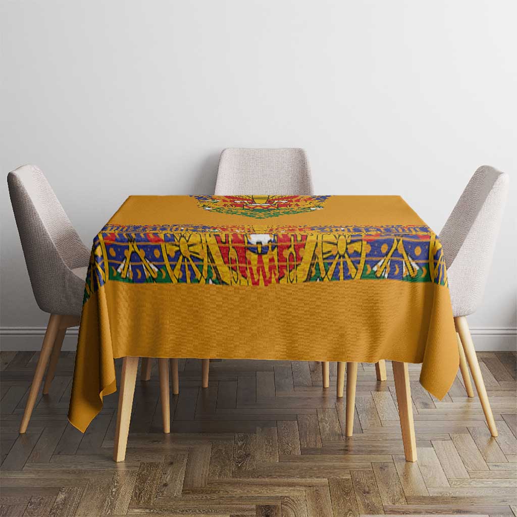 Haiti Flag Traditional Dashiki Tablecloth Yellow Color
