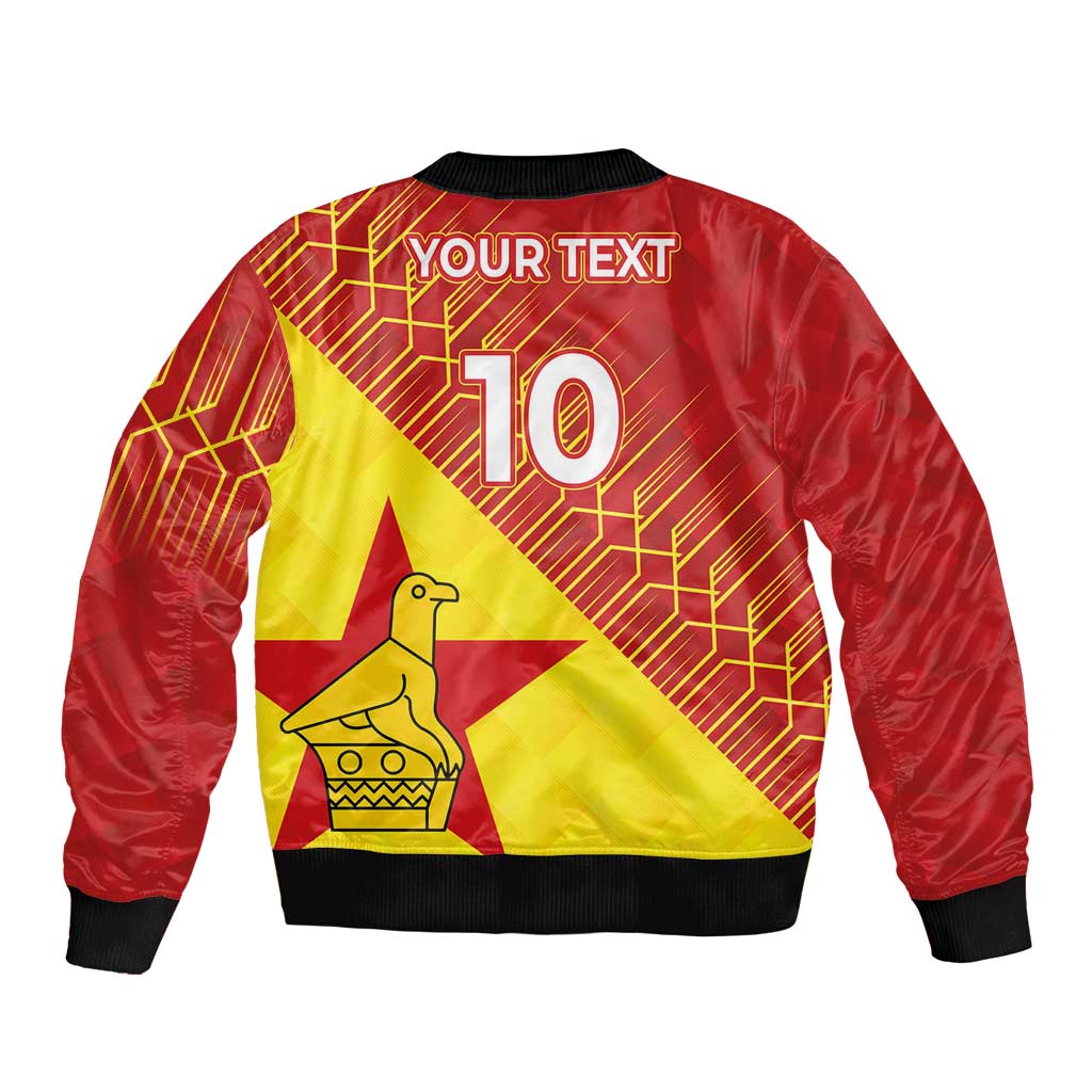 Custom Zimbabwe Cricket Bomber Jacket Flame Warriors Zimbabwe Spirit - Wonder Print Shop