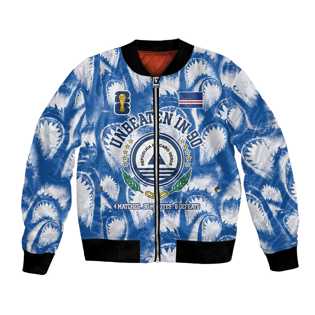 Cape Verde Football Bomber Jacket Blue Sharks - Unbeaten in 90 Minutes