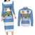 Custom Argentina Rugby 2024 Couples Matching Long Sleeve Bodycon Dress and Long Sleeve Button Shirt Vamos Los Pumas with Jaguar and Floral Pattern - Wonder Print Shop