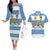 Custom Argentina Rugby 2024 Couples Matching Off The Shoulder Long Sleeve Dress and Hawaiian Shirt Vamos Los Pumas with Jaguar and Floral Pattern - Wonder Print Shop