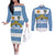 Custom Argentina Rugby 2024 Couples Matching Off The Shoulder Long Sleeve Dress and Long Sleeve Button Shirt Vamos Los Pumas with Jaguar and Floral Pattern