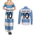 Custom Argentina Rugby 2024 Couples Matching Summer Maxi Dress and Long Sleeve Button Shirt Vamos Los Pumas with Jaguar and Floral Pattern - Wonder Print Shop