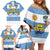 Custom Argentina Rugby 2024 Family Matching Off Shoulder Short Dress and Hawaiian Shirt Vamos Los Pumas with Jaguar and Floral Pattern - Wonder Print Shop