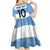 Custom Argentina Rugby 2024 Kid Short Sleeve Dress Vamos Los Pumas with Jaguar and Floral Pattern - Wonder Print Shop