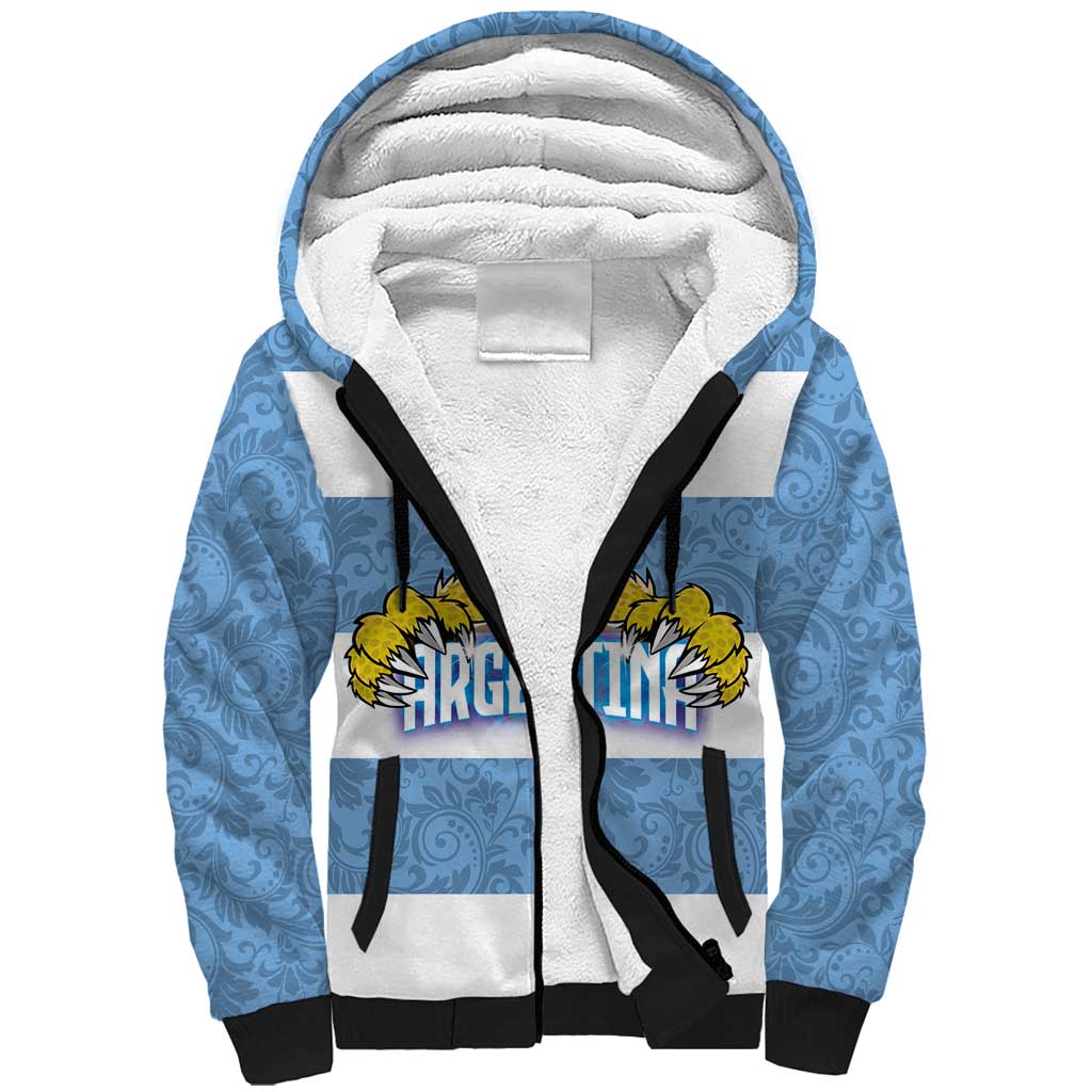 Custom Argentina Rugby 2024 Sherpa Hoodie Vamos Los Pumas with Jaguar and Floral Pattern - Wonder Print Shop