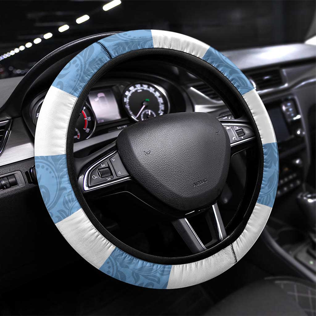 Argentina Rugby 2024 Steering Wheel Cover Vamos Los Pumas with Jaguar and Floral Pattern