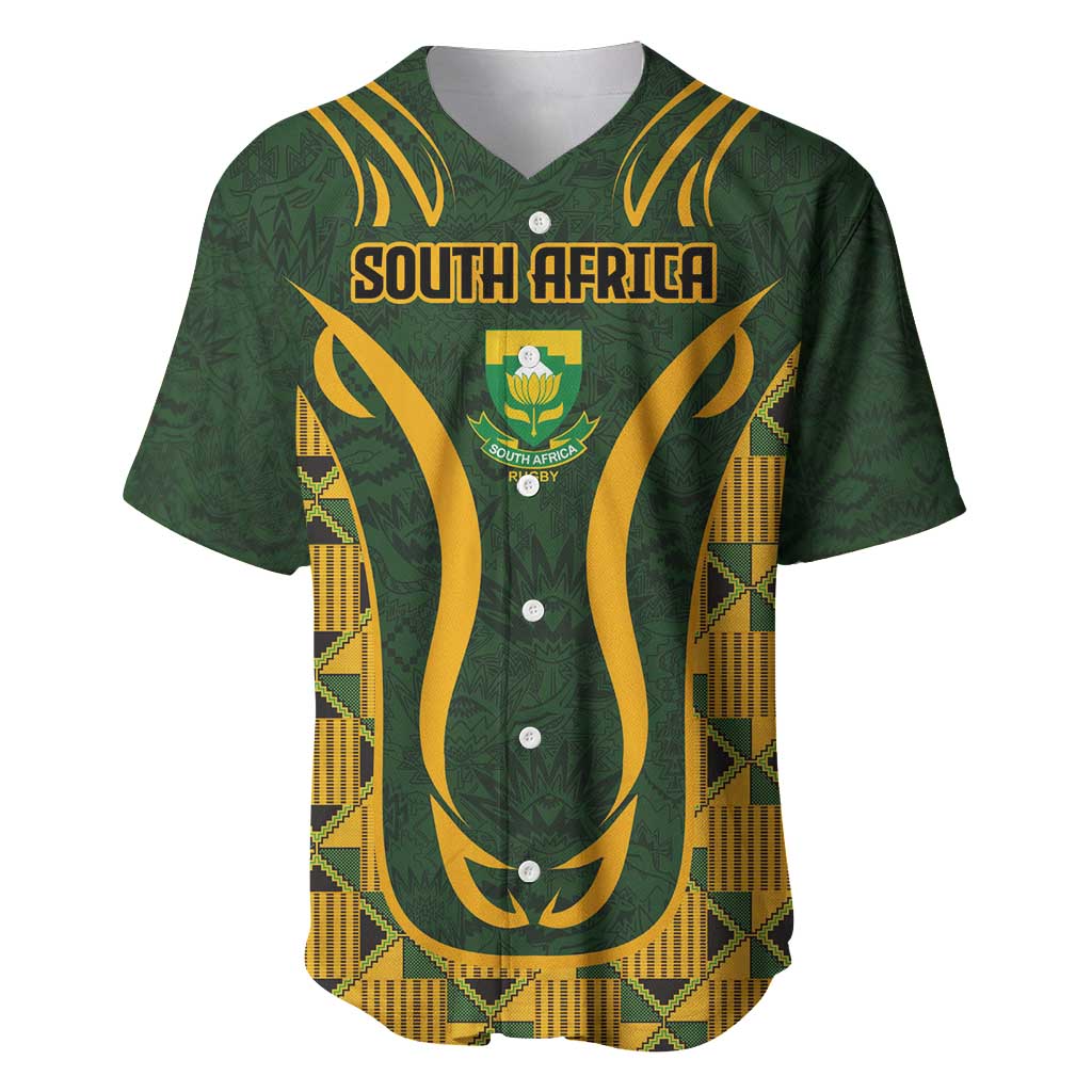 Custom South Africa Rugby 2024 Baseball Jersey Go Champion Springboks and Kente Pattern - Wonder Print Shop