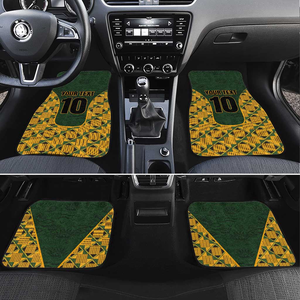 Custom South Africa Rugby 2024 Car Mats Go Champion Springboks and Kente Pattern - Wonder Print Shop