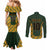 Custom South Africa Rugby 2024 Couples Matching Mermaid Dress and Long Sleeve Button Shirt Go Champion Springboks and Kente Pattern