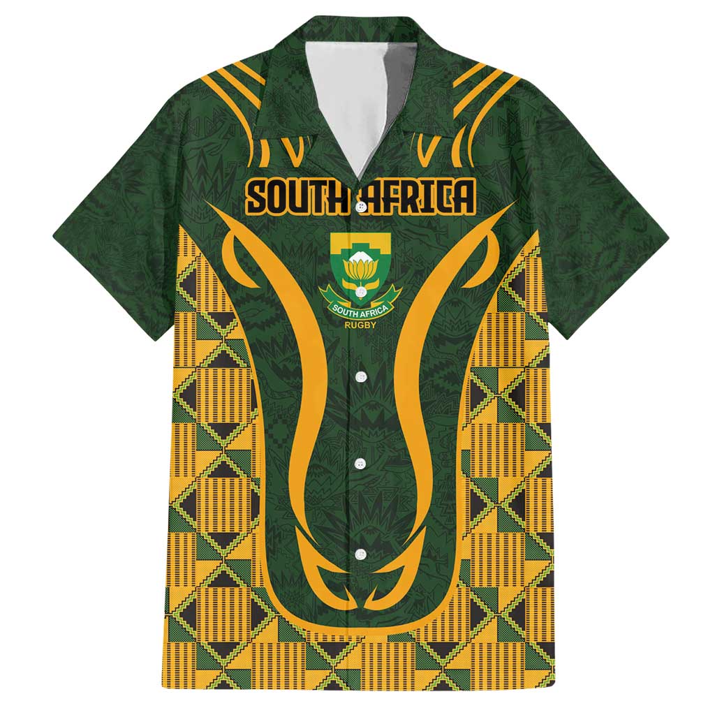 Custom South Africa Rugby 2024 Hawaiian Shirt Go Champion Springboks and Kente Pattern - Wonder Print Shop