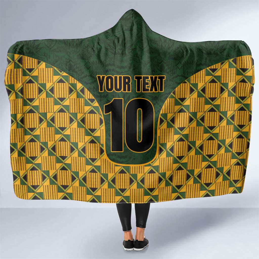 Custom South Africa Rugby 2024 Hooded Blanket Go Champion Springboks and Kente Pattern