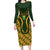 Custom South Africa Rugby 2024 Long Sleeve Bodycon Dress Go Champion Springboks and Kente Pattern - Wonder Print Shop