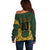 Custom South Africa Rugby 2024 Off Shoulder Sweater Go Champion Springboks and Kente Pattern - Wonder Print Shop