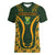 Custom South Africa Rugby 2024 Women V-Neck T-Shirt Go Champion Springboks and Kente Pattern