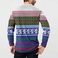 Scottish Christmas Button Sweatshirt Xmas Royal Lions and Tartan - Wonder Print Shop