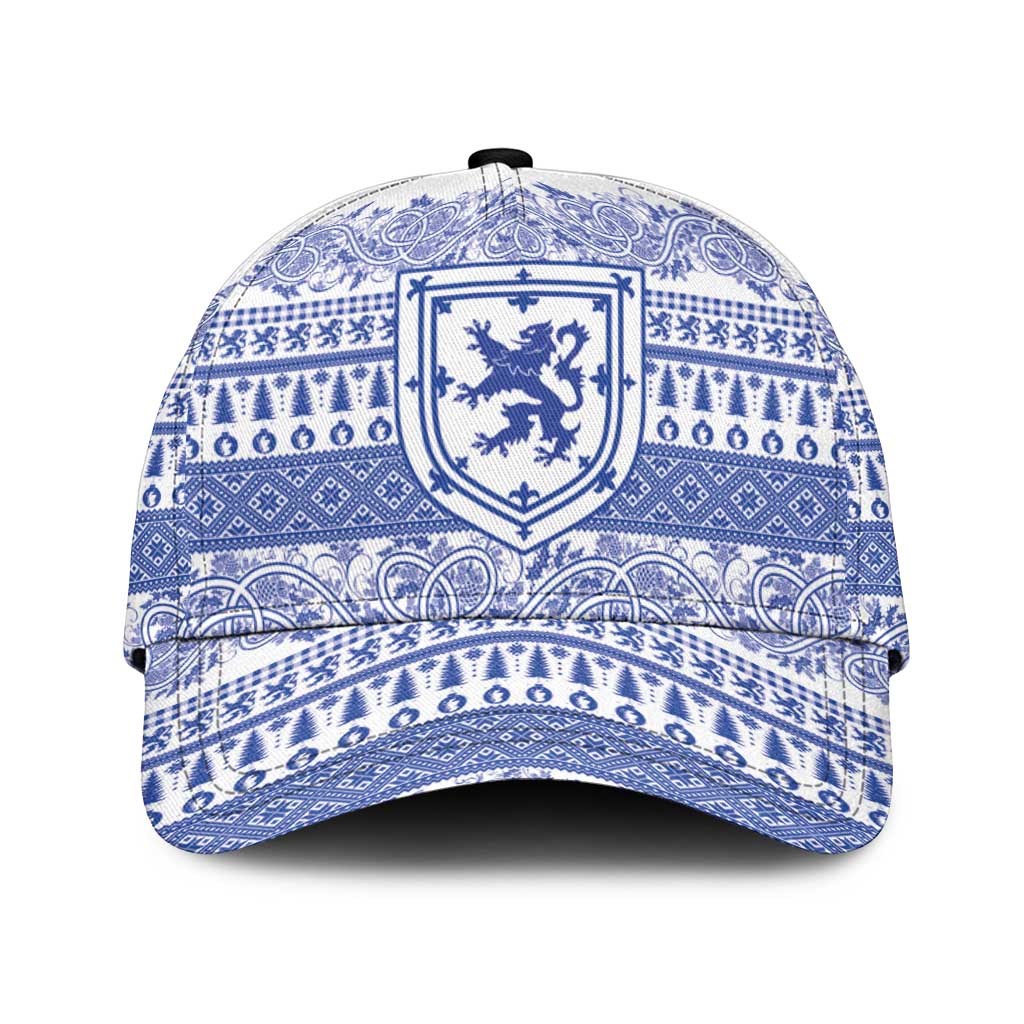Scottish Christmas Classic Cap Scotland Thistle and Celtic Knot White-Blue Color - Wonder Print Shop