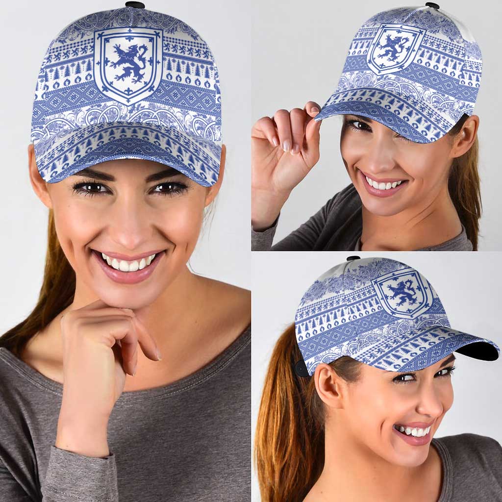 Scottish Christmas Classic Cap Scotland Thistle and Celtic Knot White-Blue Color - Wonder Print Shop