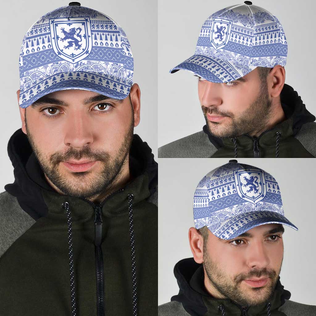 Scottish Christmas Classic Cap Scotland Thistle and Celtic Knot White-Blue Color - Wonder Print Shop